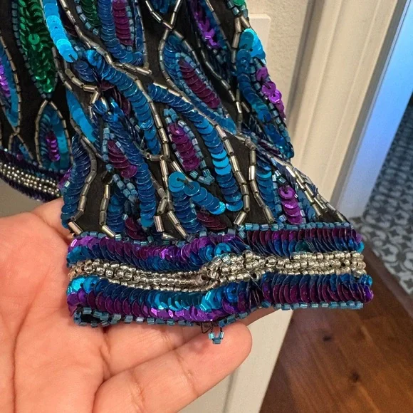 Vintage Laurence Kazar 100% silk beaded & sequined jacket size petite small New - Picture 10 of 16